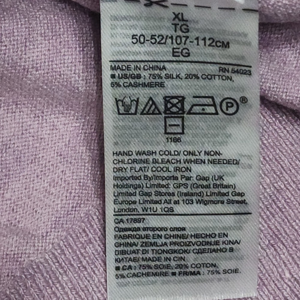 Banana Republic Silk Cotton Cashmere Long Sleeve Knit Polo Shirt Purple Pink L - Picture 7 of 11